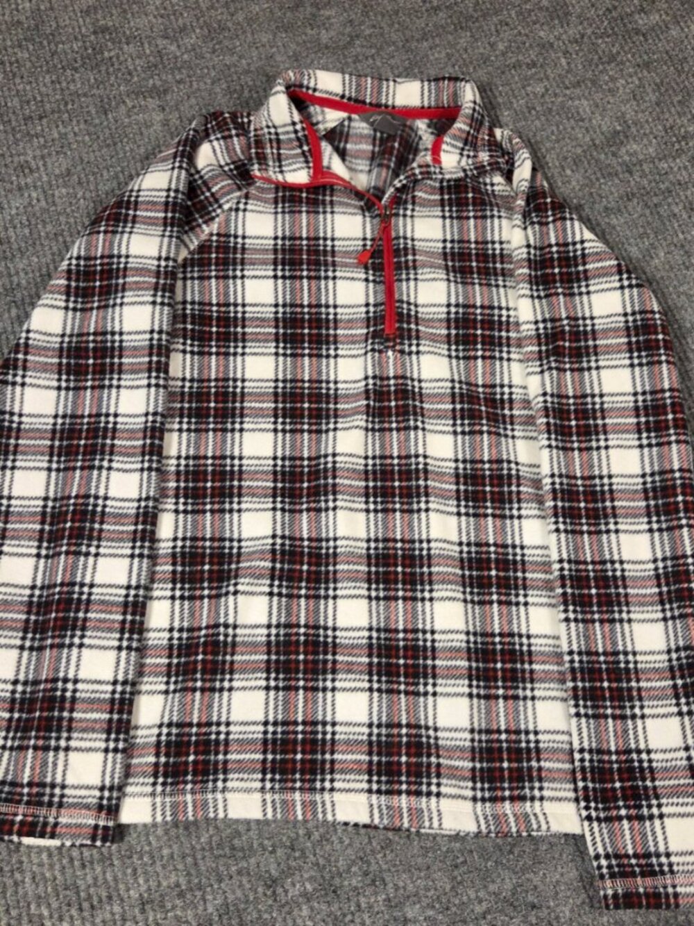 Eddie Bauer Women’s Medium Plaid Quarter-Zip Fleece Pullover
